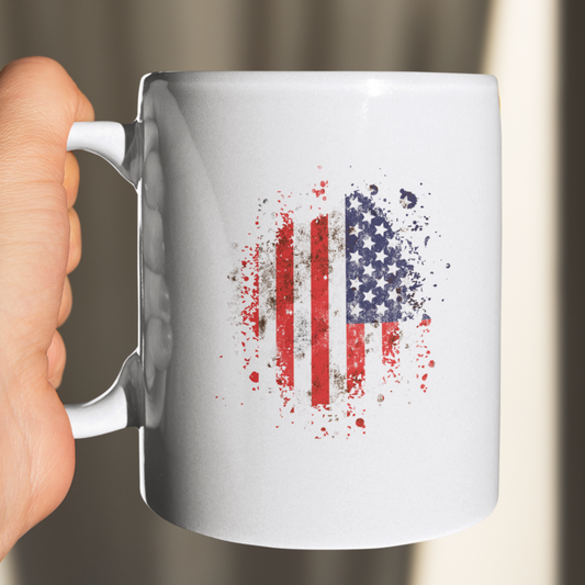 American Flag, Labor Day, I Love America - 11 & 15 oz. White Mug