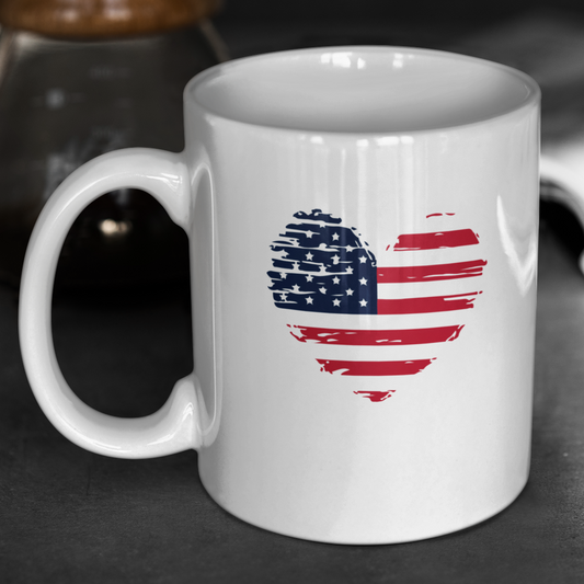 American Heart, Labor Day, I Love America - 11 & 15 oz. White Mug