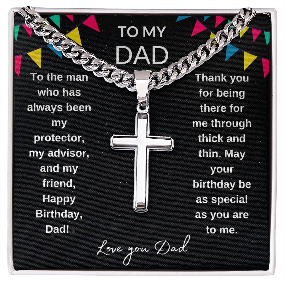 Happy Birthday To The Best Dad Ever offers | Birthday Gift For Father | Artisan Crafted Cross Necklace Incased In A Light Up Mahogany Style Box