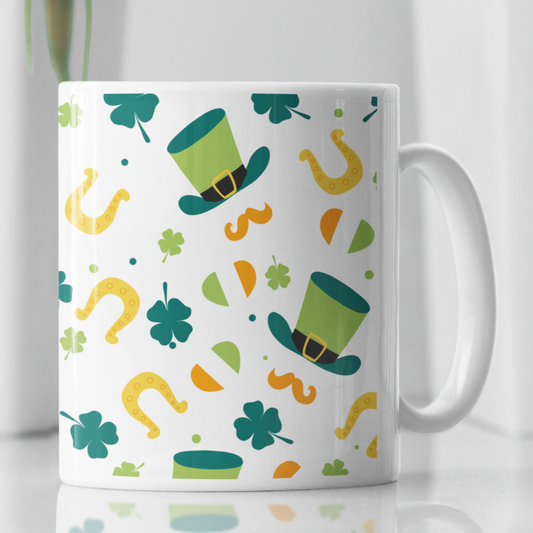 St. Patrick's Theme Wrap - 11 & 15 oz. White Mug