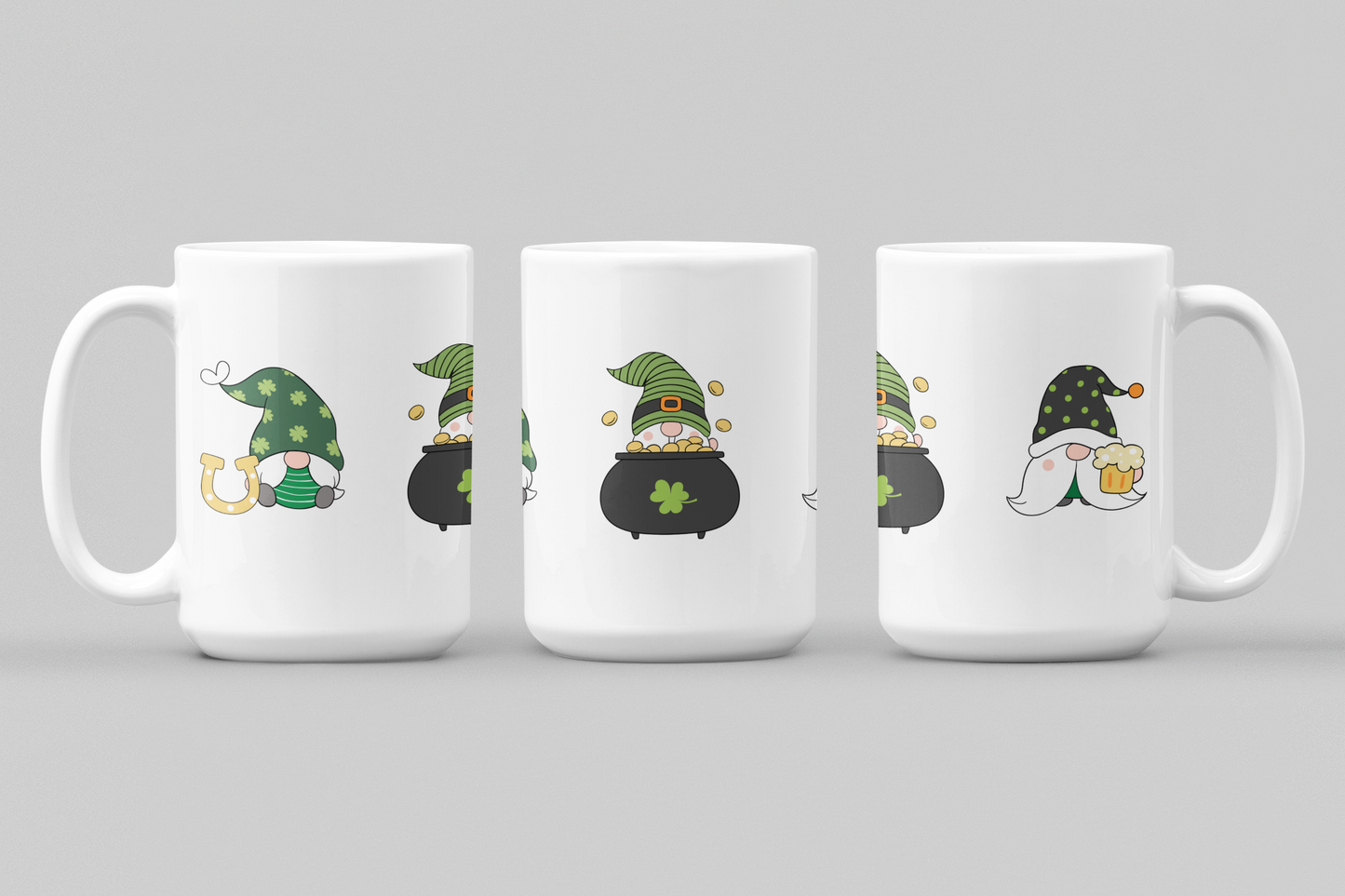 Three Leprechauns - 11 & 15 oz. White Mug