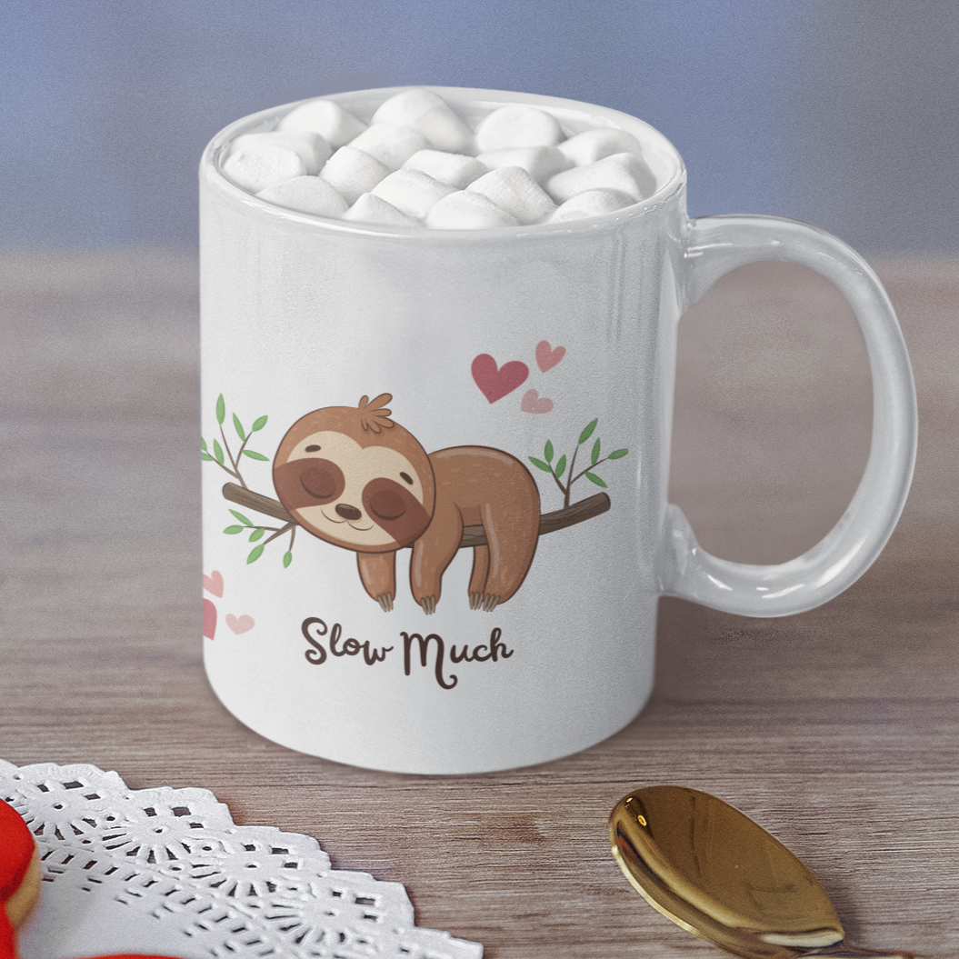 I Love You... Slow Much Baby Sloth, Full Wrap-Around - 11 & 15 oz. White Mug