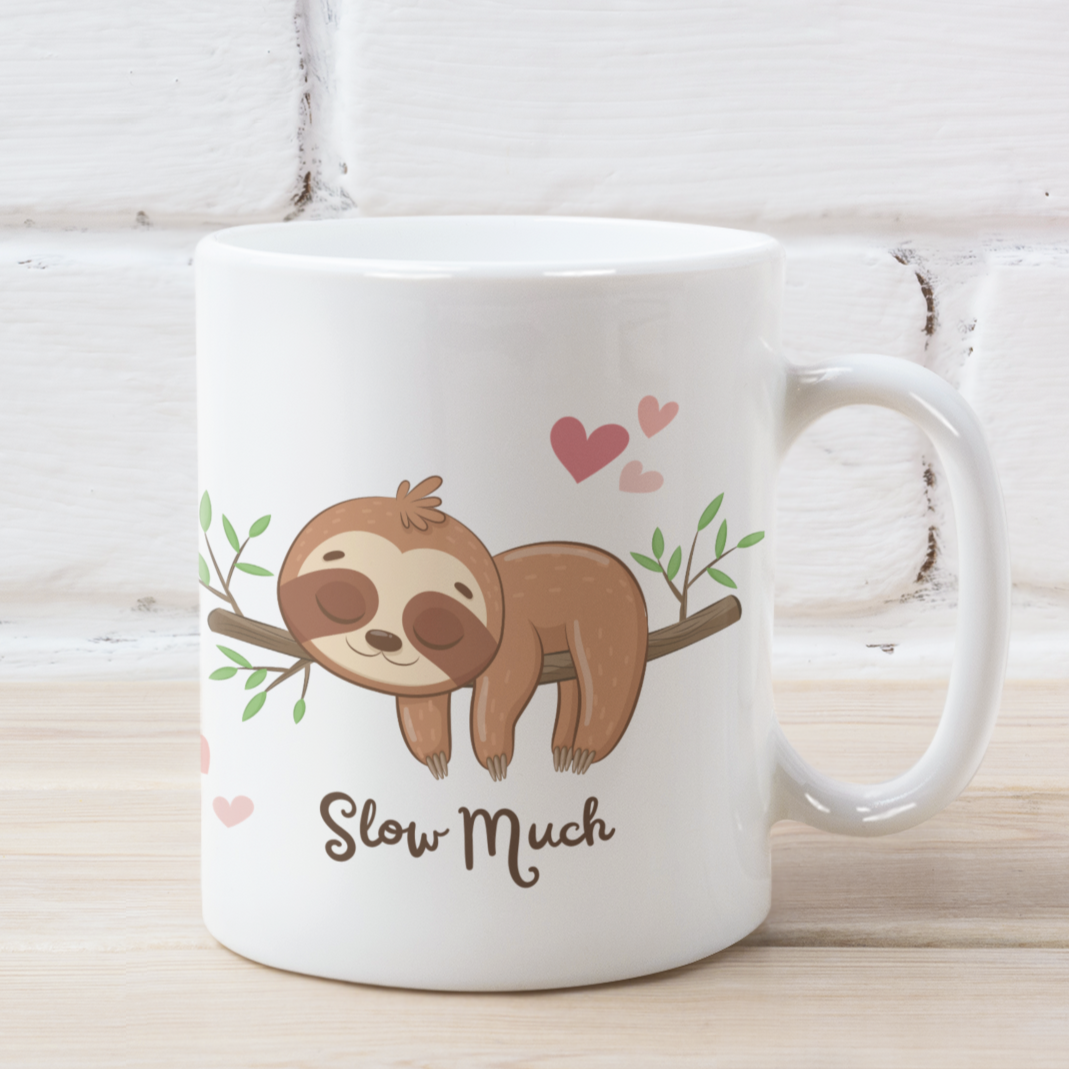 Te amo... Slow Much Baby Sloth, envoltura completa - 11 y 15 oz. Taza blanca
