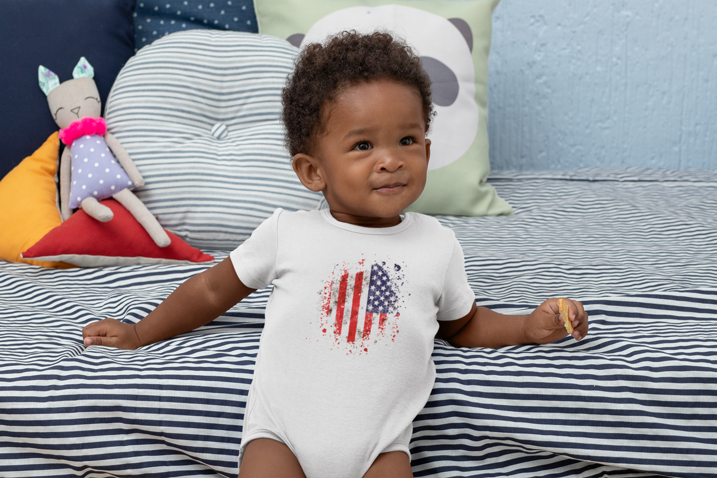 American Flag - Unisex Baby Onesie 6, 12, & 24 Month