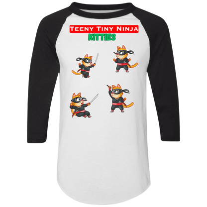 Teeny Tiny Ninja Kitties - Camiseta raglán con bloques de color para hombre