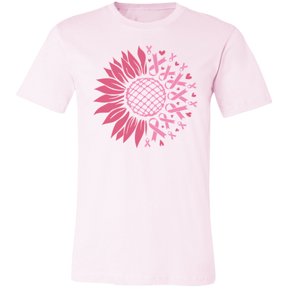 Sunflower And Pink Ribbons, Breast Cancer Awareness- Unisex Jersey T-Shirt