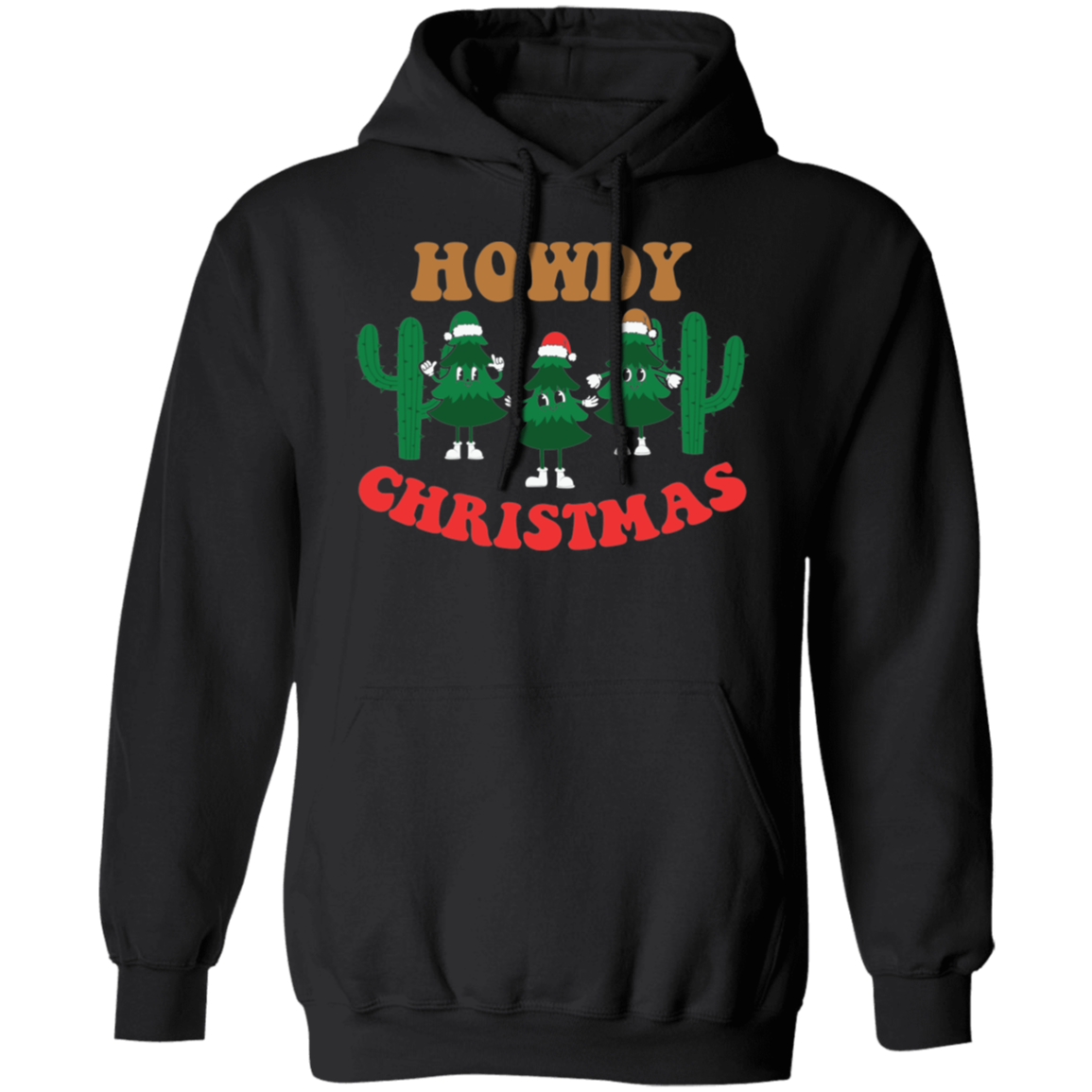 Howdy Christmas, Festive Santa Tress - Unisex Pullover Hoodie