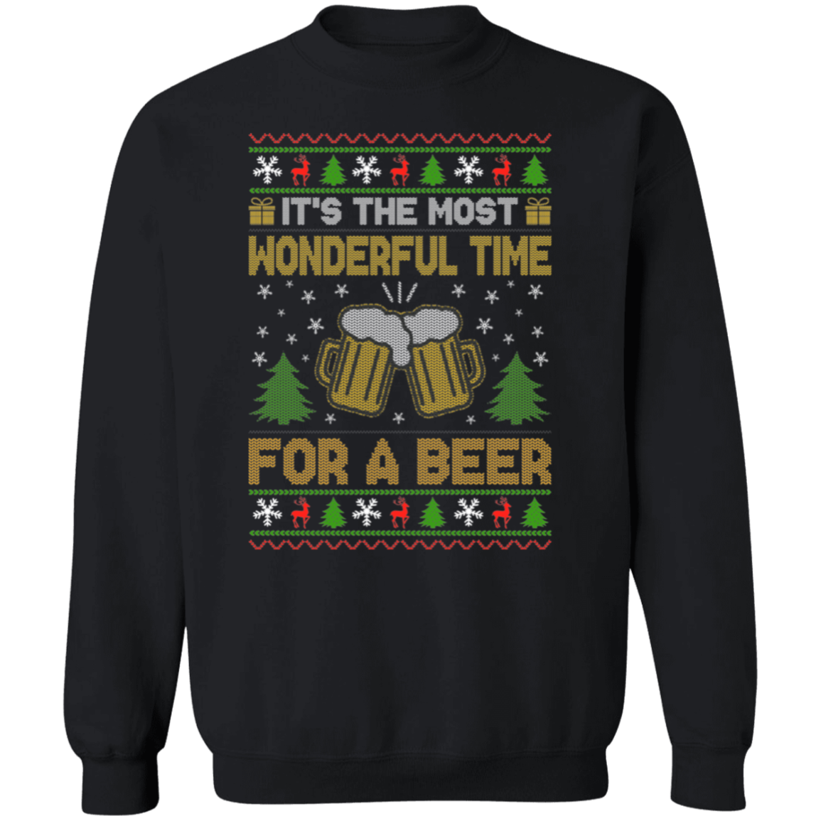 It's The Most Wonderful Time For a Beer - Unisex Ugly Sweater, Christmas, Winter, Fall