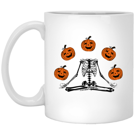 Pumpkin Skeleton - 11 & 15 oz. White Mug