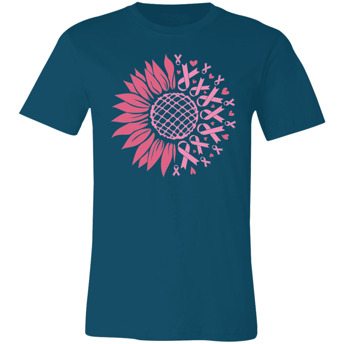 Sunflower And Pink Ribbons, Breast Cancer Awareness- Unisex Jersey T-Shirt