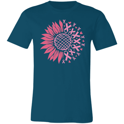 Sunflower And Pink Ribbons, Breast Cancer Awareness- Unisex Jersey T-Shirt