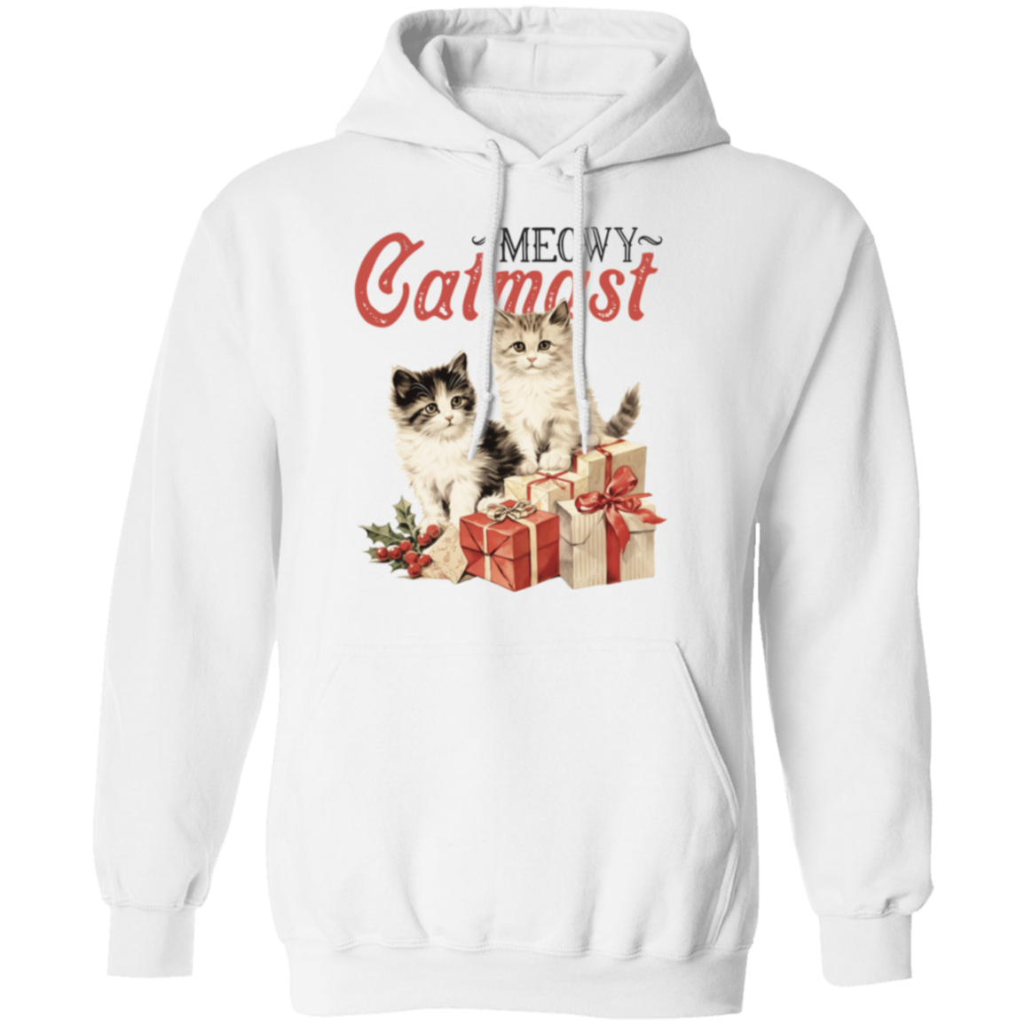 Meowy Catmas, Christmas, Winter - Unisex Pullover Hoodie