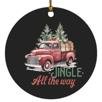Jingle All the Way- Wooden Circle Ornament