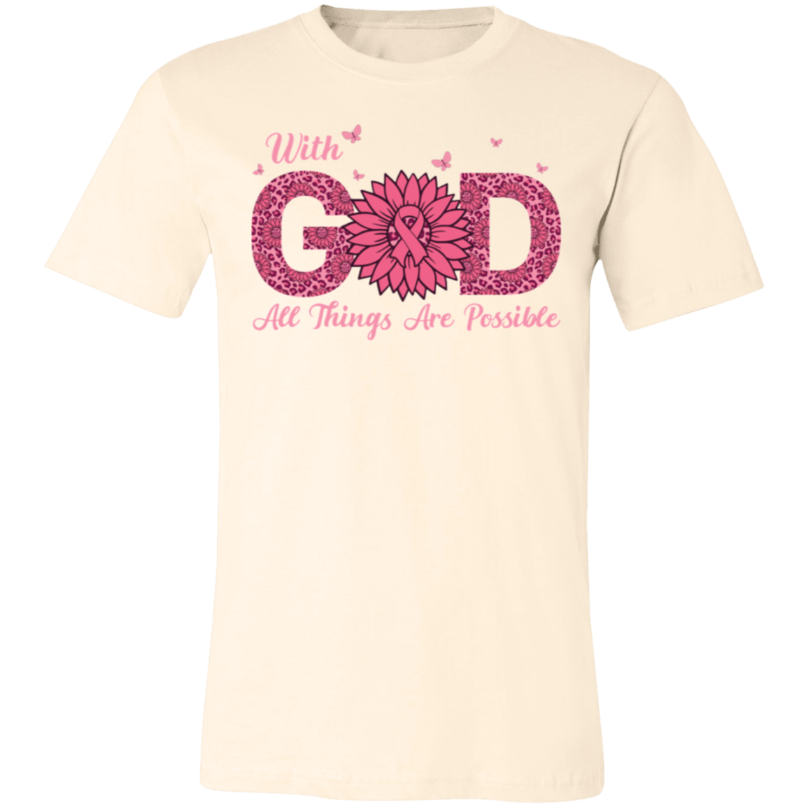 With God All Things Are Possible, Breast Cancer Awareness- Unisex Jersey T-Shirt