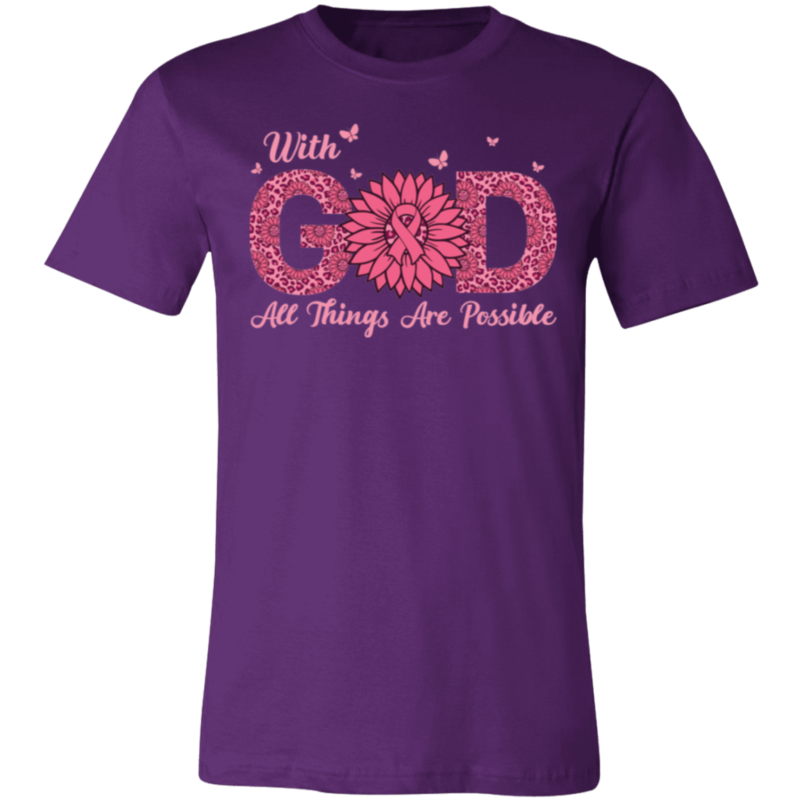 With God All Things Are Possible, Breast Cancer Awareness- Unisex Jersey T-Shirt