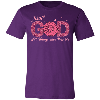 With God All Things Are Possible, Breast Cancer Awareness- Unisex Jersey T-Shirt