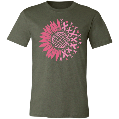 Sunflower And Pink Ribbons, Breast Cancer Awareness- Unisex Jersey T-Shirt