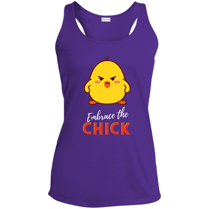 Embrace the Chick - Camiseta sin mangas con espalda cruzada de alto rendimiento para mujer