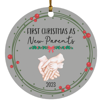 First Christmas As New Parents (2023)- Wooden Circle Ornaments