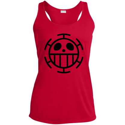 Logotipo de Heart Pirates: camiseta sin mangas con espalda cruzada de alto rendimiento para mujer