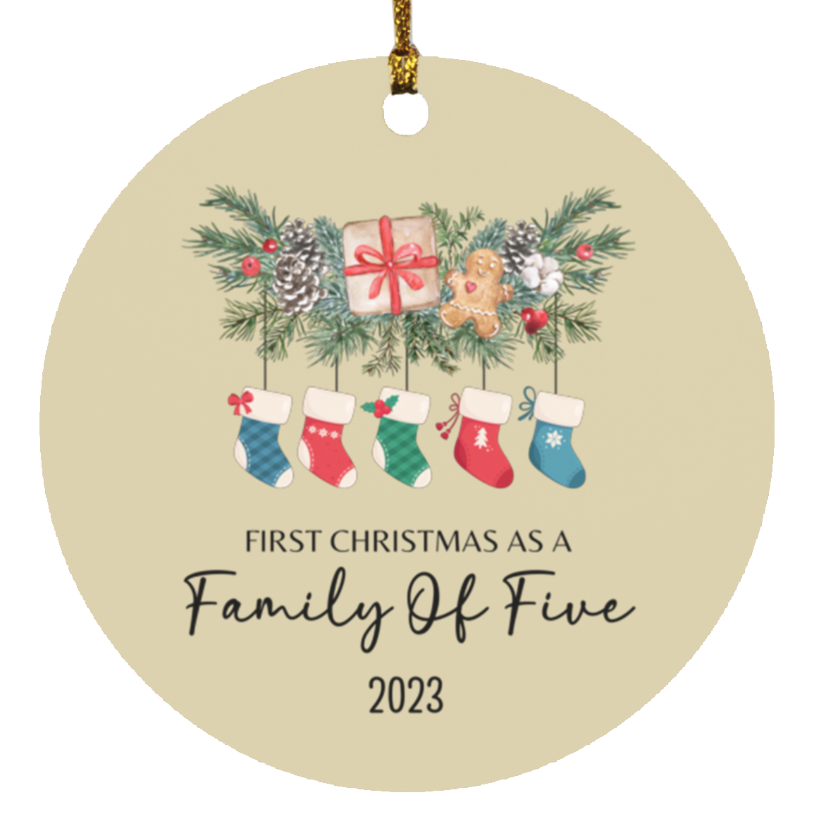 Primera Navidad en familia de (PERSONALIZAR CANTIDAD)- Adornos circulares de madera