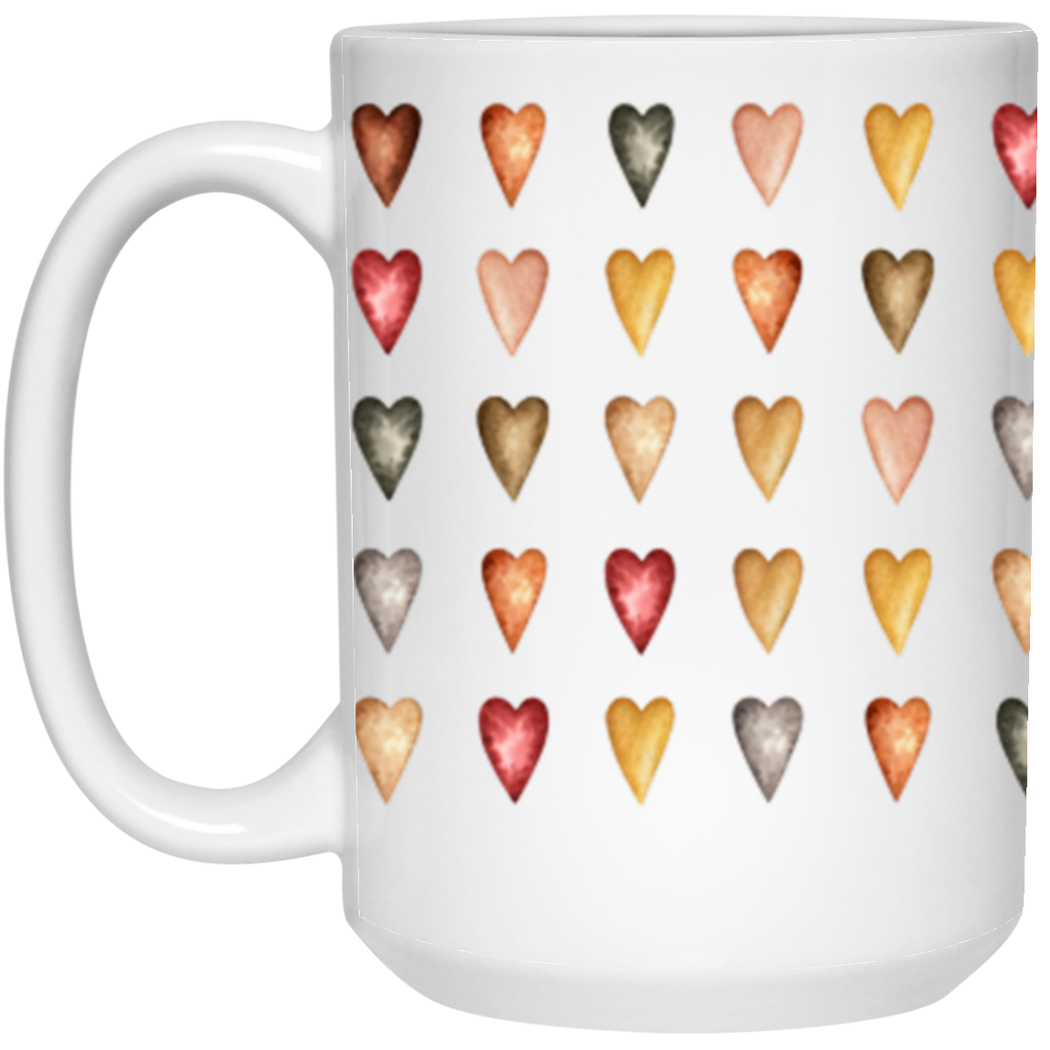 Hearts Theme, Full Wrap-Around - 11 & 15 oz. White Mug