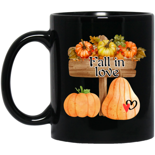 Fall in Love - 11 & 15 oz. Black Mug