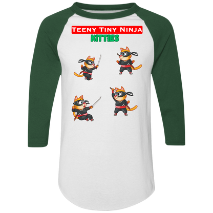 Teeny Tiny Ninja Kitties - Camiseta raglán con bloques de color para hombre