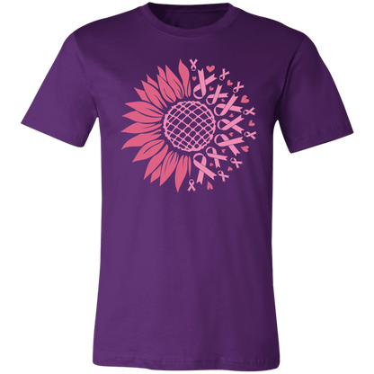 Sunflower And Pink Ribbons, Breast Cancer Awareness- Unisex Jersey T-Shirt