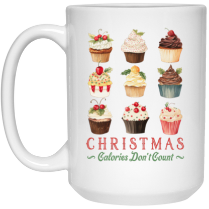 Christmas, Calories Don't Count, Full Wrap-Around - 11 & 15 oz. White Mug