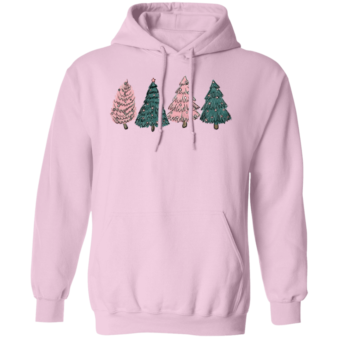 Árboles de Navidad, rosa y verde - Sudadera con capucha unisex