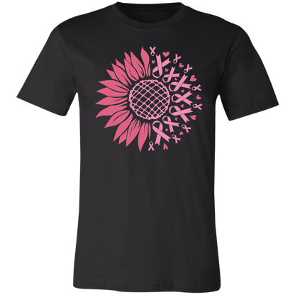 Sunflower And Pink Ribbons, Breast Cancer Awareness- Unisex Jersey T-Shirt