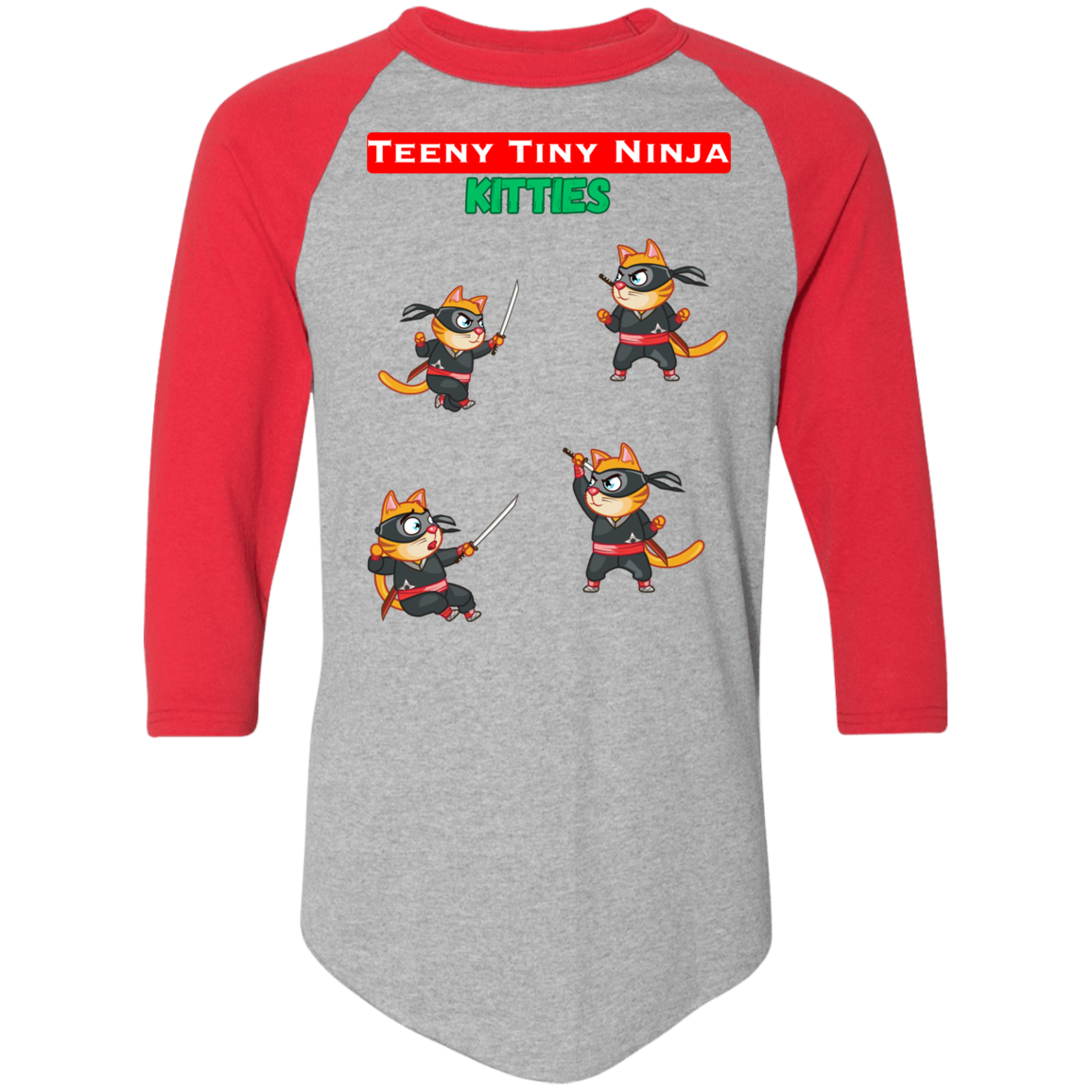 Teeny Tiny Ninja Kitties - Camiseta raglán con bloques de color para hombre