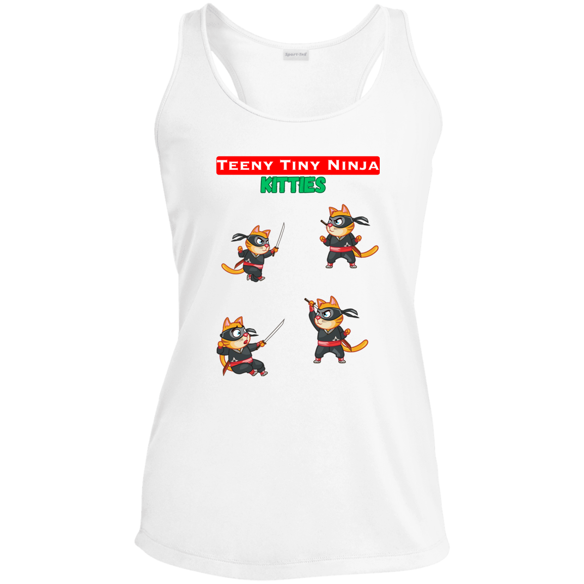Teeny Tiny Ninja Kitties - Camiseta sin mangas con espalda cruzada para mujer