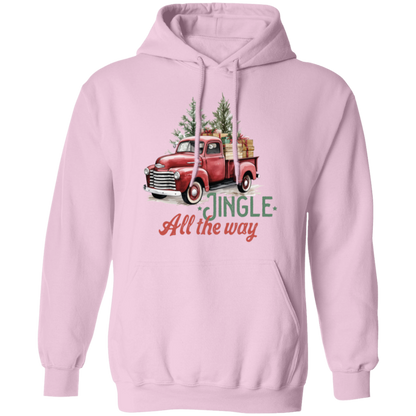 Jingle All The Way, Truck Life, Christmas, Winter - Unisex Pullover Hoodie