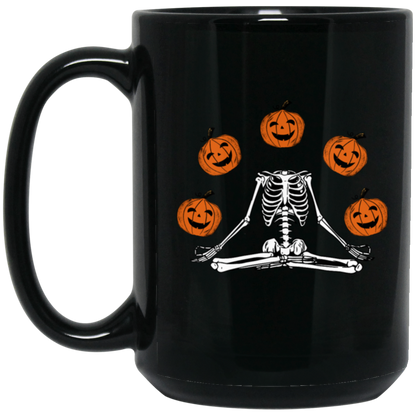 Pumpkin Skeleton - 11 & 15 oz. Black Mug