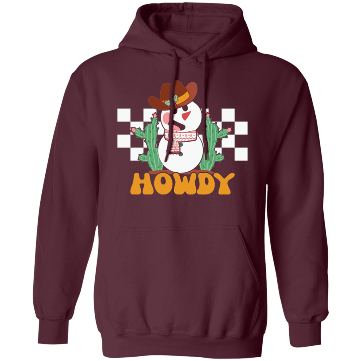 Howdy, Western Snowman, Christmas, Winter - Unisex Pullover Hoodie