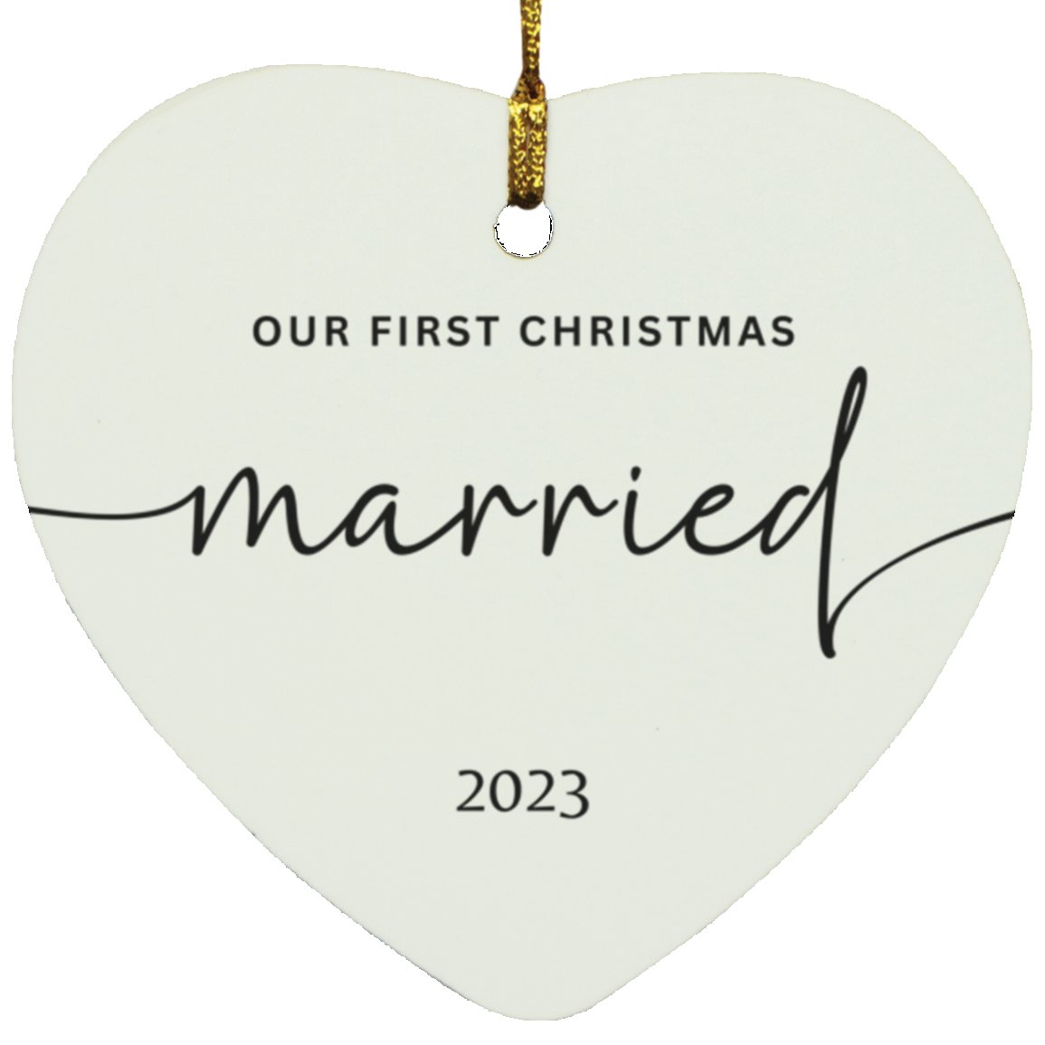 Our First Christmas Married (2023)- Wooden Circle and Heart Ornaments