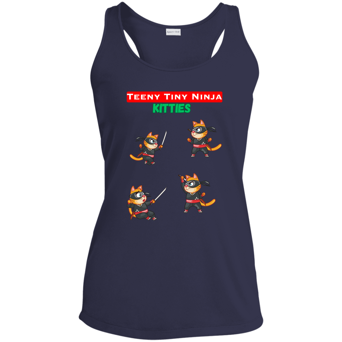 Teeny Tiny Ninja Kitties - Camiseta sin mangas con espalda cruzada para mujer