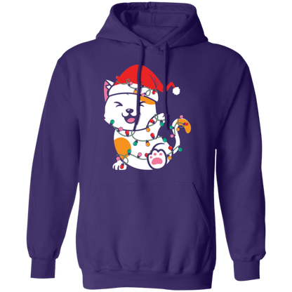 Everything Is Fine, Tangle Christmas Cat - Unisex Pullover Hoodie