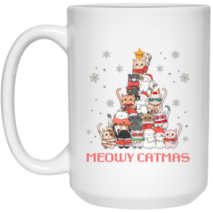 Meowy Catmas, Full Wrap-Around - 11 & 15 oz. White Mug