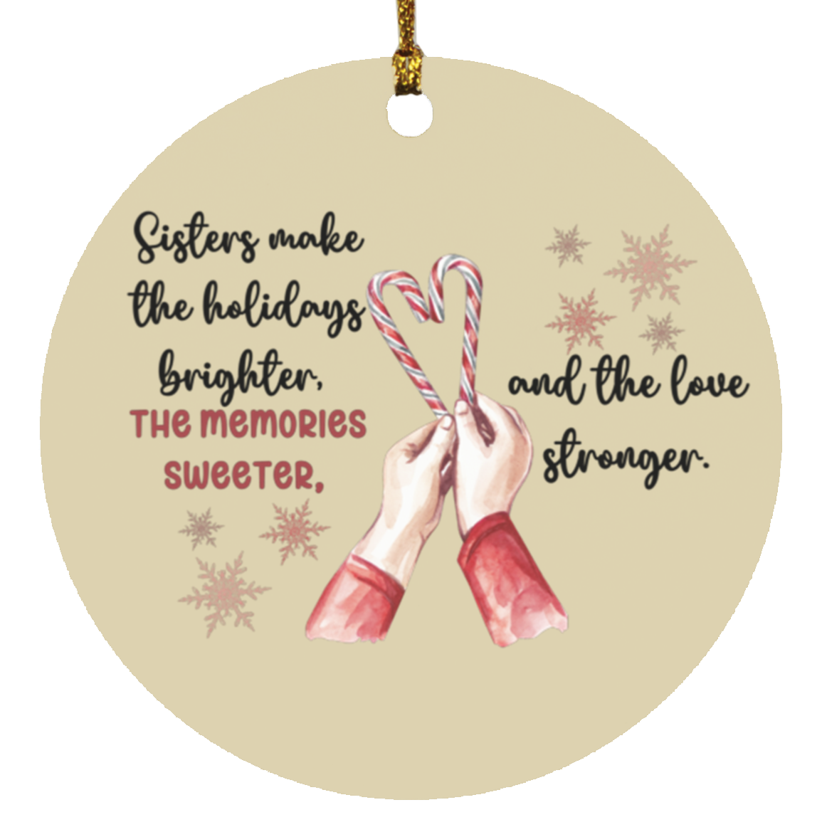 Sister Ornament- Wooden Circle and Heart Ornaments