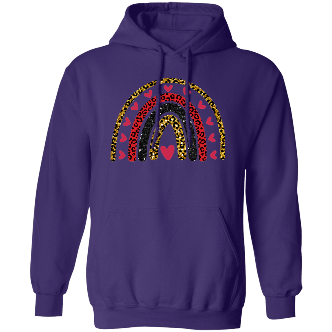 Rainbow + Hearts - Unisex Pullover Hoodie