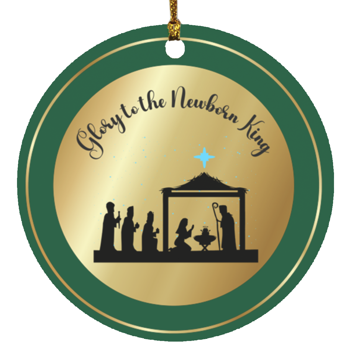 Glory to the newborn King - Wooden Circle Ornament