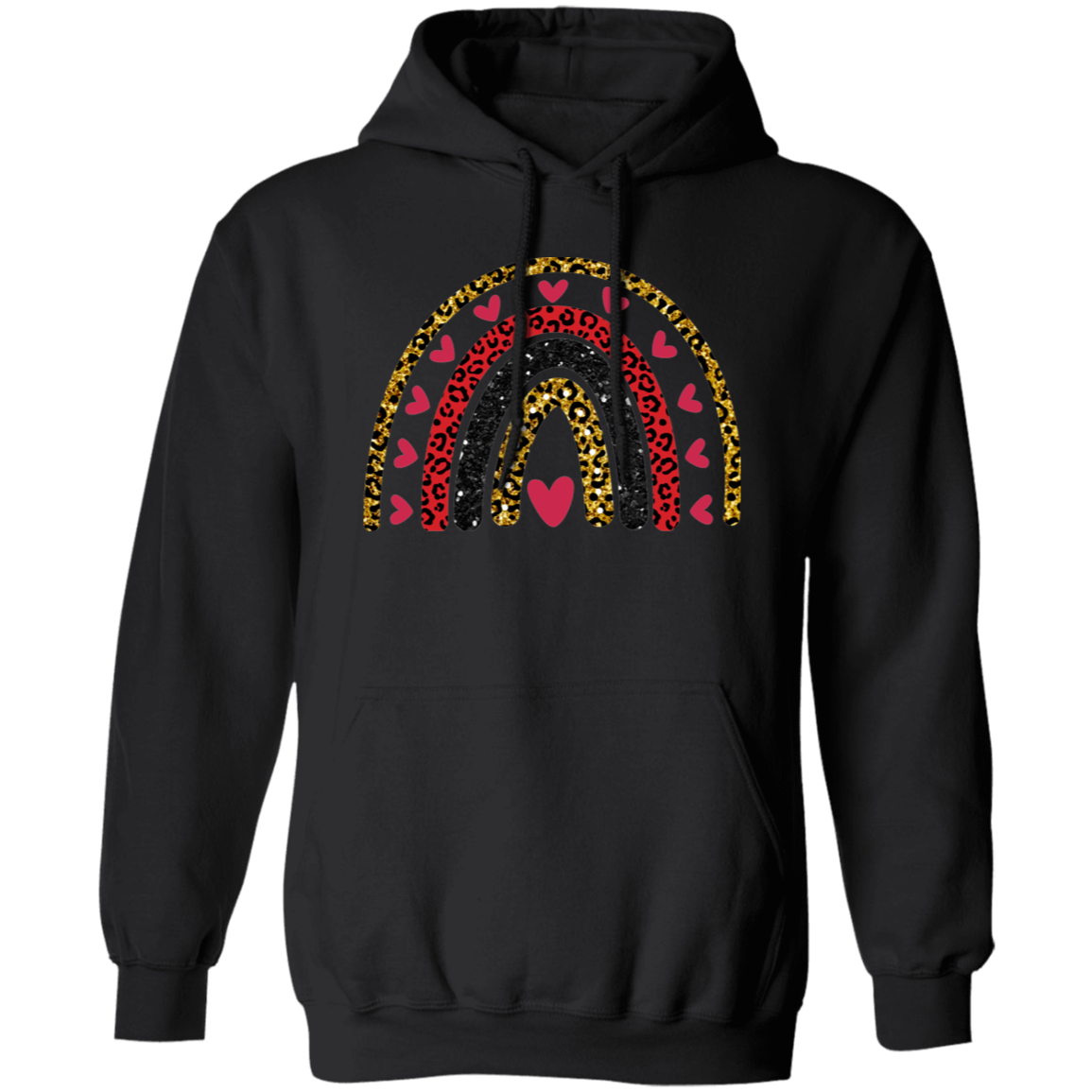 Rainbow + Hearts - Unisex Pullover Hoodie