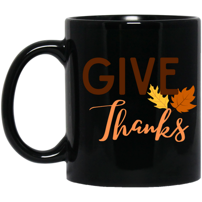 Give Thanks - 11 & 15 oz. Black Mug