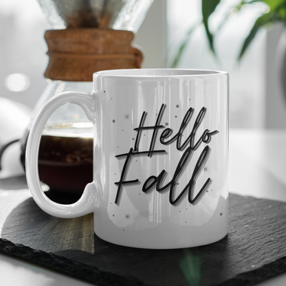 Hello Fall - Wrap Around 11 & 15 oz. White Mug