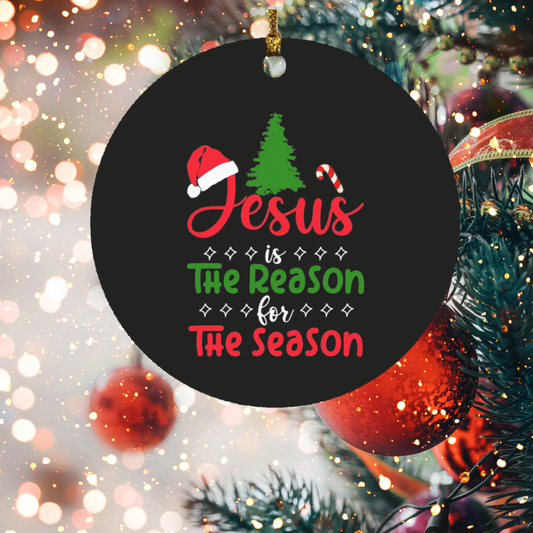 Jesus Is The Reason For The Season- Wooden Circle Ornament