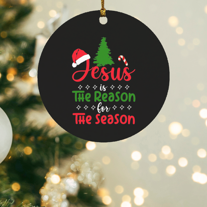 Jesus Is The Reason For The Season- Wooden Circle Ornament