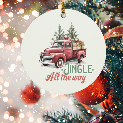Jingle All the Way- Wooden Circle Ornament